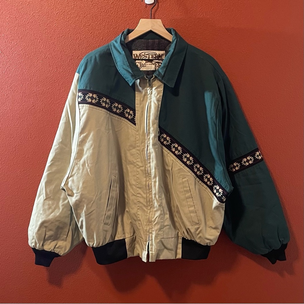 Western Frontier Men’s Vintage Aztec Blanket Lined USA Made‎ Bomber Jacket